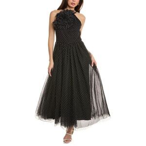 Monique Lhuillier Black and White Polka Dot Mini Dress